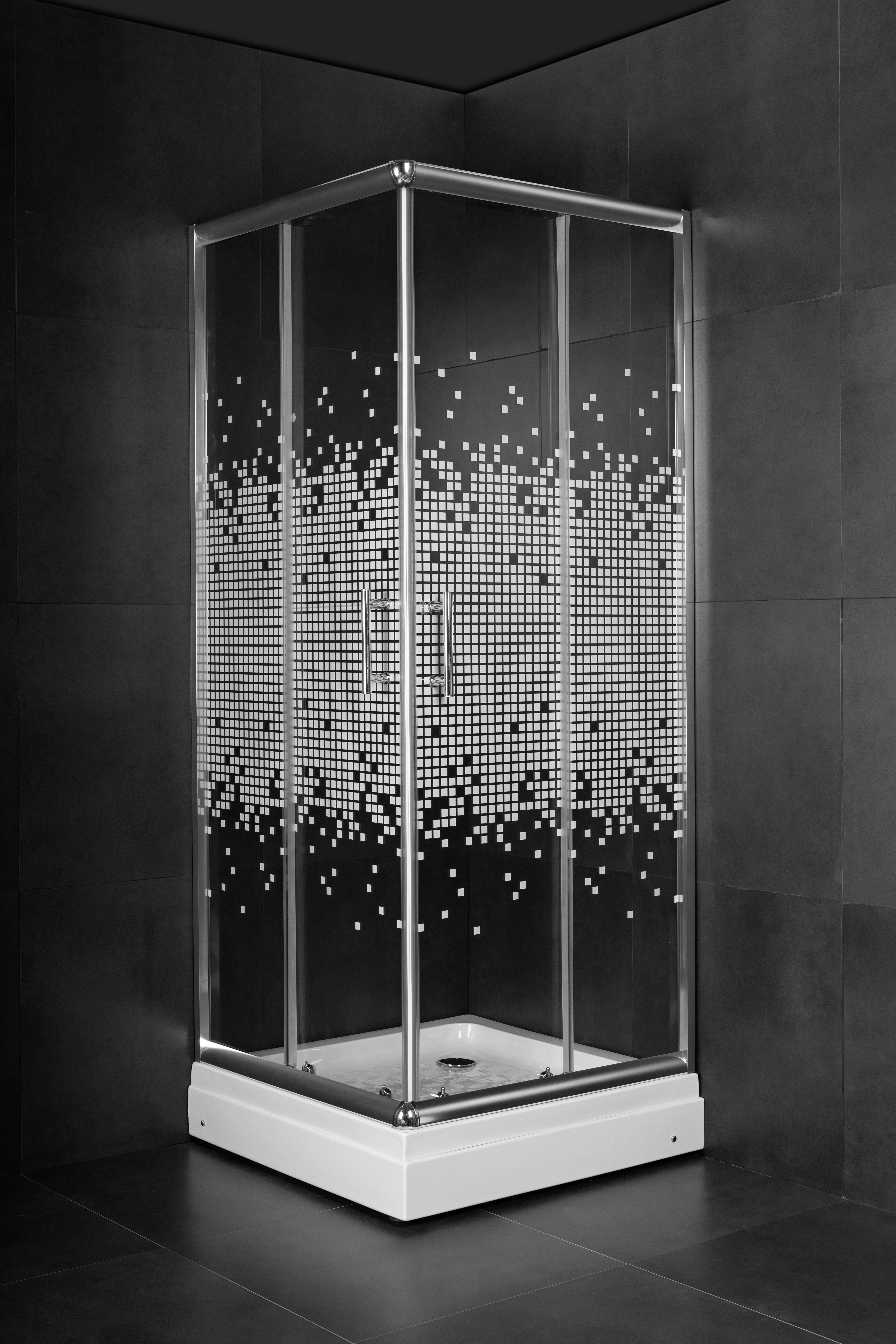 Tuš kabina pravokutna MINOTTI 90x90x185 JAK 5191 staklo s kvadratićima 5 mm